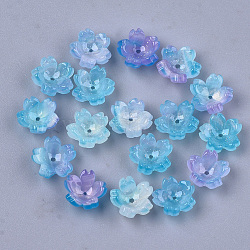 Capsules de perles d'acétate de cellulose (résine), 5 pétales, sakura, lumière bleu ciel, 10.5x11x4.5mm, Trou: 1mm