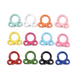 Spray Painted Alloy Spring Gate Rings, Rings with Bowknot, Mixed Color, 35x37.5x7mm, Hole: 7mm, inner diameter: 19mm