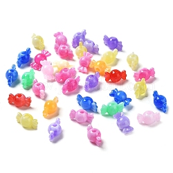 Perles acryliques bicolores, pierre d'imitation, candy, couleur mixte, 7.5x14x7.5mm, Trou: 2.7mm