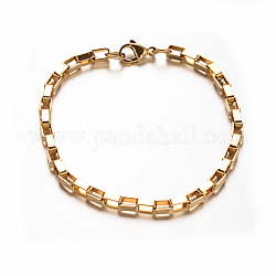 Bracelets à chaînes carrées en 304 acier inoxydable, avec fermoir pince de homard, or, 8-1/2 pouce (215 mm), 6~7x4x2mm