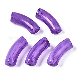 Perles acryliques, pierre d'imitation, tube incurvé, violet foncé, 34.5x13x11mm, Trou: 3.5mm