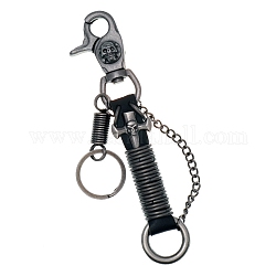 Men's Punk Pant Keychain,  Cowhide Keychain, with Alloy Clasp, Skull, Black, 15.5cm