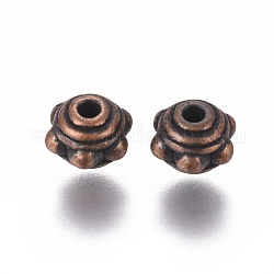 Tibetan Style Alloy Spacer Beads, Cadmium Free & Nickel Free & Lead Free, Red Copper, 7x5.5mm, Hole: 1mm