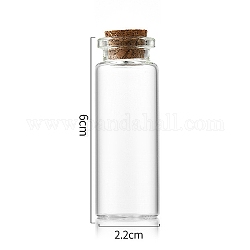 Bouteille en verre, avec bouchon en liège, souhaitant bouteille, colonne, clair, 2.2x6 cm, capacité: 12 ml (0.41 oz liq.)