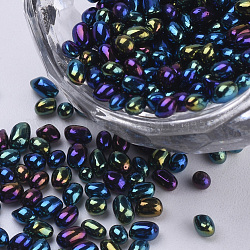 Perles de rocaille en verre plaqué, pour la décoration d'art d'ongle, pas de trous / non percés, puce, bleu moyen, 2~6x2~2.5x2~2.5mm, environ 450 g /sachet 