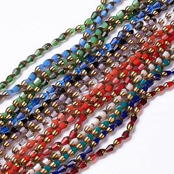 Glass Beads Strands, Half Golden Plated, Faceted, Teardrop, Mixed Color, 7.5x4.5mm, Hole: 0.8mm, about 39~50pcs/strand, 12.72~13.19''(32.3~33.5cm)