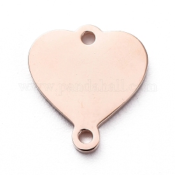 Vacuum Plating 304 Stainless Steel Links connectors for Jewelry Making, Manual Polishing, Heart, Rose Gold, 9x8.5x1mm, Hole: 0.8mm