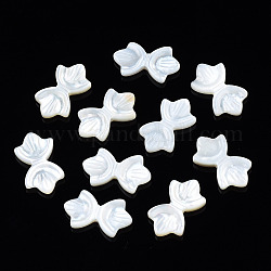 Perles de coquillage blanc naturel, bowknot, 10x17x2mm, Trou: 0.7mm