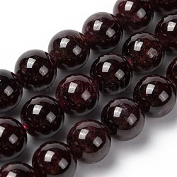 Gemstone Beads Strands, Natural Garnet, Grade A, Round, Purple, 8mm, Hole: 1mm