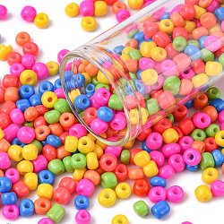 6/0 Perlas de semillas de vidrio, pintura para hornear, agujero redondo, redondo, color mezclado, 6/0, 4~5x2.5~4.5mm, agujero: 1.2 mm, aproximamente 450 g / bolsa