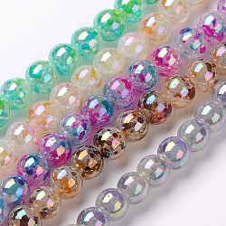 AB Color Plated Glass Round Bead Strands, Spray Painted Style, Mixed Color, 6~7mm, Hole: 1mm, about 150pcs/strand, 31.5inch