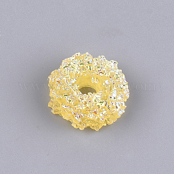 Harz Cabochons, ab Farbe plattiert, Donut, Imitation Lebensmittel, Gelb, 17~18.5x7~8 mm