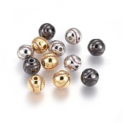 Perles en laiton émaillé, perles de sport, Plaqué longue durée, baseball, couleur mixte, 9.3x9mm, Trou: 2.1mm