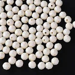 Opake Legierung Perlen, facettiert, gefärbt, Runde, creme-weiß, 10 mm, Bohrung: 2 mm, ca. 1050 Stk. / 500 g
