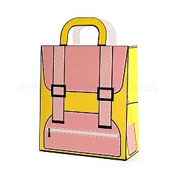漫画の紙包装トートバッグ  バックパック型ベーキングバッグ  子供の誕生日プレゼントキャンディークッキートートバッグ  ピンク  15.5x6.5x17.5cm