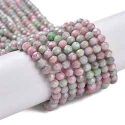 Faceted Electroplated Glass Beads Strands, AB Color Plated, Rondelle, Flamingo, 4x3mm, Hole: 0.9mm, about 112pcs/strand, 16.14''(41cm)