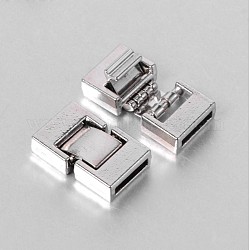 Alloy Fold Over Clasps, Nickel Free, Platinum, 21x13x5mm, Hole: 2x10mm
