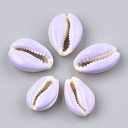 Perles en cauris, avec l'émail, pas de trous / non percés, lilas, 20~26x13~18x5~7mm