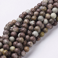Brins de perles de pierres précieuses naturelles de 16 pouce, jaspe dendritique, chohua jaspe rond, Perle: 8 mm de diamètre, trou: 1 mm. environ 50 perle / brin 