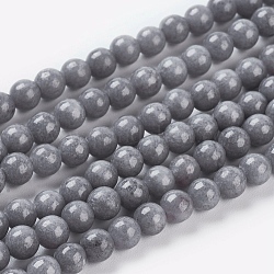 Natur Mashan Jade Perlen Stränge, gefärbt, Runde, Grau, 4 mm, Bohrung: 0.7 mm, ca. 96 Stk. / Strang, 15.5 Zoll