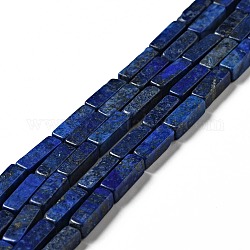 Abalorios de lapislázuli naturales hebras, cuboides, teñido, 12~13x4~5x4~5mm, agujero: 1 mm, aproximamente 29 pcs / cadena, 15.24'' (38.7 cm)