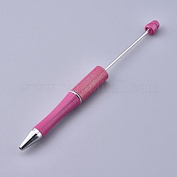 Perlenstifte aus Kunststoff, Schaft schwarzschreibender Kugelschreiber, für DIY Stiftdekoration, hellviolettrot, 144x12 mm, der Mittelpol: 2mm