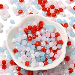 Perles en verre, facette, rondelle, rouge-orange, 6x5mm, Trou: 1mm, environ 280 pcs/60 g