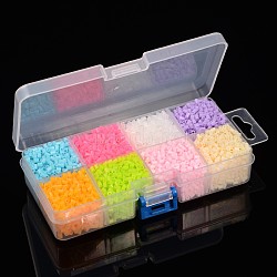 8 couleur pe bricolage perles à repasser fondantes recharges, Tube, couleur mixte, 3~3.3x2.5~2.6mm, environ 295pcs / compartiment, 2360 pcs / boîte