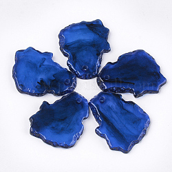 Colgantes de la resina, de piedras preciosas de imitación, pepitas, azul, 39~40x31~32x5mm, agujero: 3 mm
