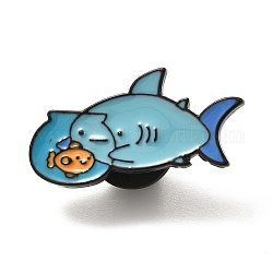 Эмалированная булавка в виде акулы, Эмалированная брошь из мультяшного сплава рыбы для сумок, шапок, одежды, электрофорез черный, голубой, 14.5x26.5x11.3 мм