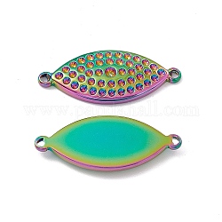Ion Plating(IP) 304 Stainless Steel Connector Rhinestone Settings, Horse Eye, Rainbow Color, Fit it 1.8mm and 1mm Rhinestone, 11x27x2.5mm, Hole: 1.4mm