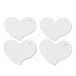 100 pièce d'étiquettes de prix vierges en papier en forme de cœur, étiquettes volantes de bijoux, blanc, 3.8x4.55x0.05 cm, Trou: 3mm
