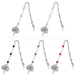 Ahademaker 10 pièces 5 couleurs en alliage signets, perles de verre, arbre de la vie, couleur mixte, 101.5mm, 2 pcs / couleur