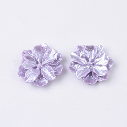Cabuchones de resina, estilo de abalorios de imitación, flor, lila, 23~24x23~24x7mm