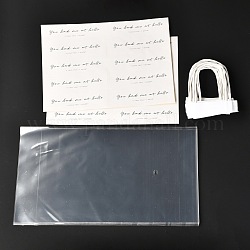 10 個 DIY 透明 PVC プラスチックギフトバッグ  フラワーブーケバッグ  バレンタインデー用、粘着紙ステッカー20枚付き  透明  バッグ：46x25センチメートル