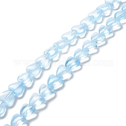 Transparent perles de verre brin, cœur, lumière bleu ciel, 7.5~8.5x8~8.5x4~4.5mm, Trou: 1mm, Environ 44~45 pcs/chapelet, 12.56~12.87 pouce (31.9~32.7 cm)