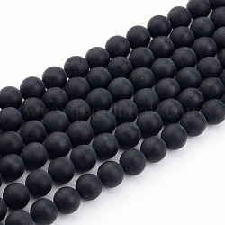 Chapelets de perles en agate noire naturelle, mat, ronde, 10mm, Trou: 1mm, Environ 39 pcs/chapelet, 15.7 pouce