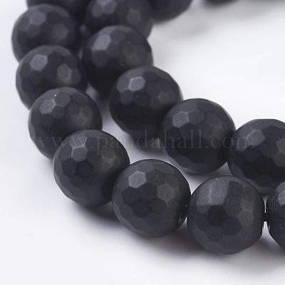 Synthetischen schwarzen Steinperlen Stränge&nbsp;X-G-C059-10mm-1-1