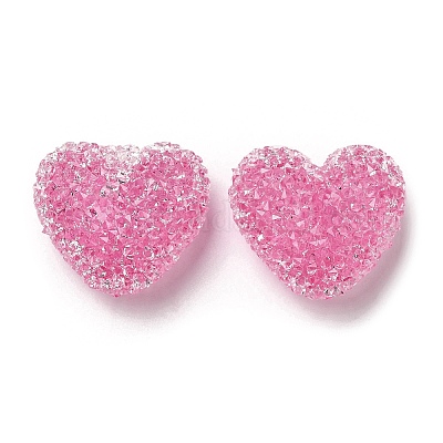 Perles de strass en résine en forme de cœur drusy&nbsp;RESI-C038-01D-1