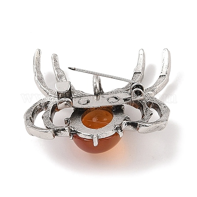 Broche En Agate Vintage - Occasion, Bijou Pierre Naturelle, Made In France