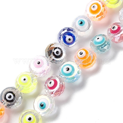 Transparente Evil-Eye-Glasperlenstränge&nbsp;LAMP-K037-06A-1