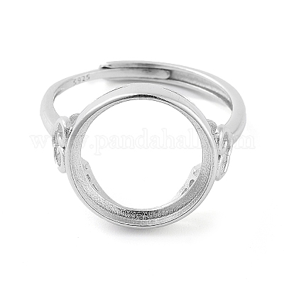 Componentes del anillo de plata de ley 925 ajustable redondo plano&nbsp;STER-G042-07P-1