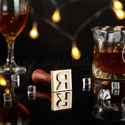 Ice Cube Stamp Wooden Seal Stamp Ice Stamp Brass Stamp Head with Wood  Handles and Removable Brass Head for Ice Cubes Drinks Bar Making DIY  Crafting - Letter R 