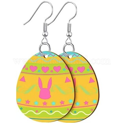Pendientes colgantes de acrílico con estampado de Pascua&nbsp;FS-WG616F7-03-1