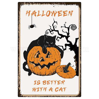 Vintage Halloween Pumpkin Sign Party Decoration Wall Poster