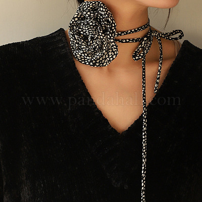 Grosshandel Halsband mit Rosenmuster aus Stoff mit Leopardenmuster fr Damen  - De.PandaHall.com