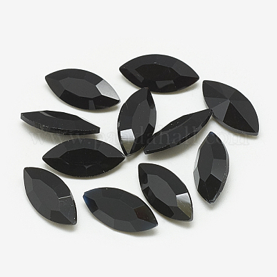 Cabochons en verre avec strass de dos avec point&nbsp;RGLA-T083-7x15mm-02-1