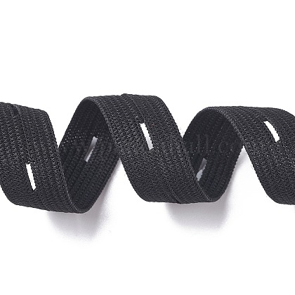 ボタンホール付きフラットエラスティックコード/バンド  ウェビング衣類縫製アクセサリー  ブラック  16.5mm OCOR-XCP0001-31-1