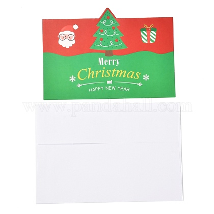クリスマスのテーマのグリーティングカード 白い空白の封筒で クリスマスギフトカード ライムグリーン クリスマスツリー模様 100x140x0 3mmの通販 Jp Pandahall Com