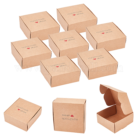 折りたたみクリエイティブクラフト紙箱  ウェディング記念品ボックス  賛成ボックス  紙ギフトボックス  正方形  バリーウッド  9x9x4cm CON-WH0077-14A-1